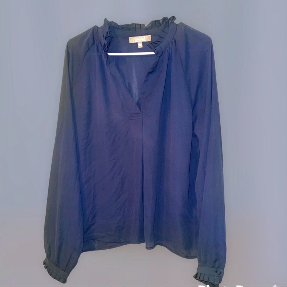 Navy Blue Long Sleeve Blouse